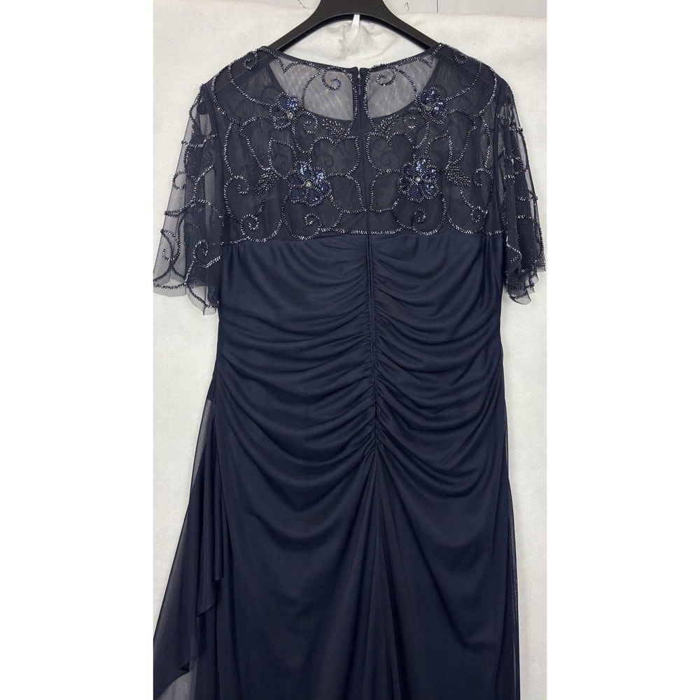 Xscape Plus Size 16W Long Formal Dress Beaded Sequin Illusion Neck Gown Evening - Picture 5 of 14
